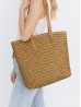 Fashion Weaved Straw Bag W/ Faux Leather Handle